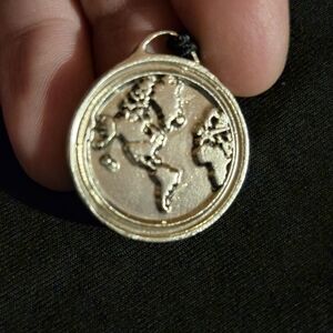 Silver Map Pendant with 'Grace' Inscription‎